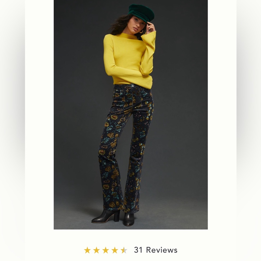 Anthropologie Pilcro The Icon Flare Low-Rise Corduroy Jeans size 27 Tall